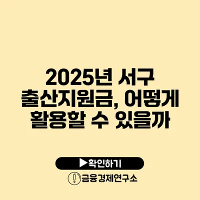 2025년 서구 출산지원금, 어떻게 활용할 수 있을까?