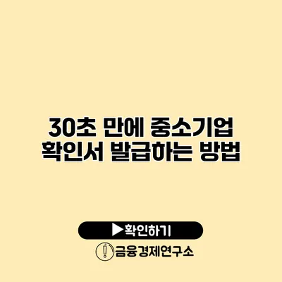 30초 만에 중소기업 확인서 발급하는 방법