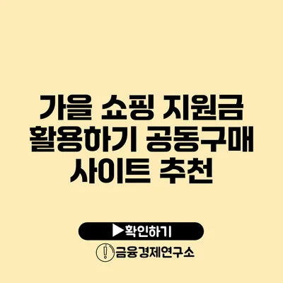 가을 쇼핑 지원금 활용하기 공동구매 사이트 추천