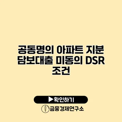 공동명의 아파트 지분 담보대출 미동의 DSR 조건