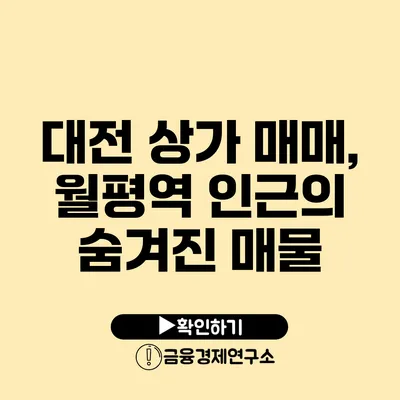 대전 상가 매매, 월평역 인근의 숨겨진 매물