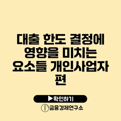 대출 한도 결정에 영향을 미치는 요소들 개인사업자 편