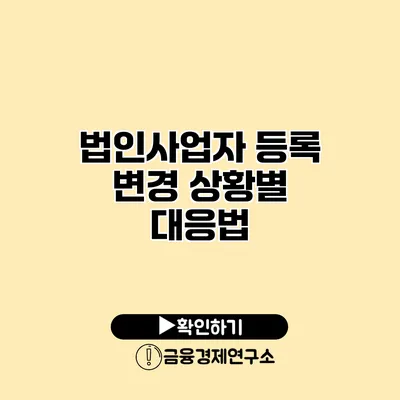 법인사업자 등록 변경 상황별 대응법