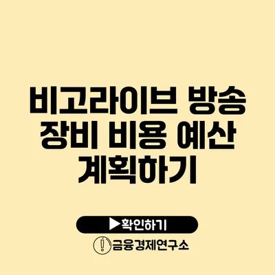 비고라이브 방송 장비 비용 예산 계획하기