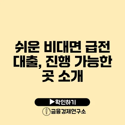 쉬운 비대면 급전 대출, 진행 가능한 곳 소개