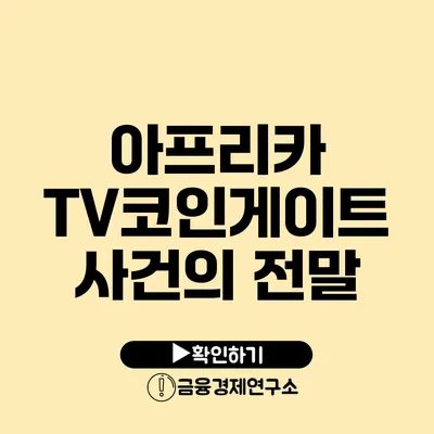 아프리카 TV코인게이트 사건의 전말