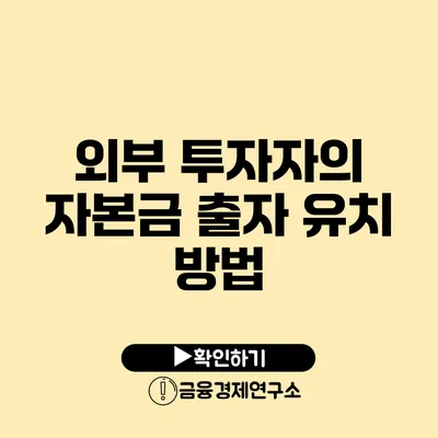 외부 투자자의 자본금 출자 유치 방법