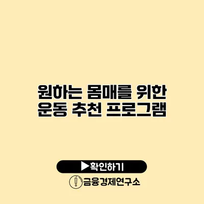 원하는 몸매를 위한 운동 추천 프로그램