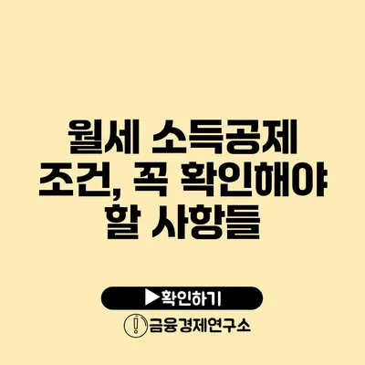 월세 소득공제 조건, 꼭 확인해야 할 사항들