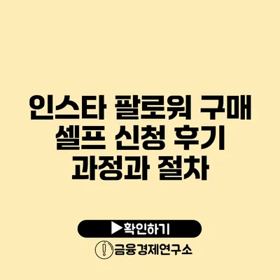 인스타 팔로워 구매 셀프 신청 후기 과정과 절차