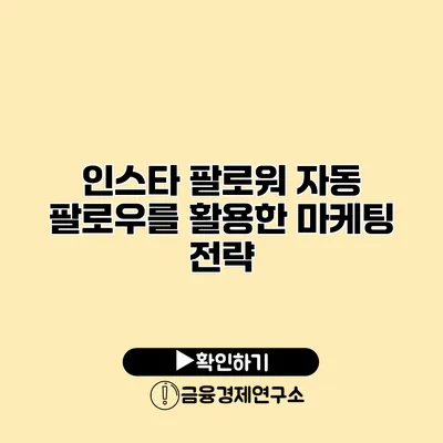 인스타 팔로워 자동 팔로우를 활용한 마케팅 전략