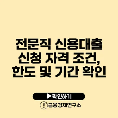 전문직 신용대출 신청 자격 조건, 한도 및 기간 확인