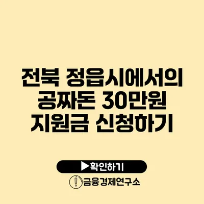 전북 정읍시에서의 공짜돈 30만원 지원금 신청하기