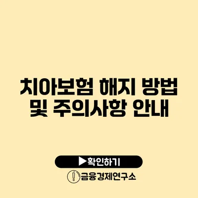 치아보험 해지 방법 및 주의사항 안내