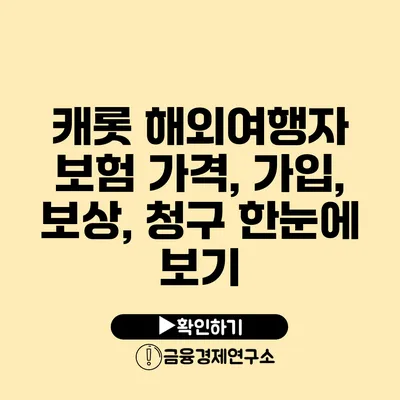 캐롯 해외여행자 보험 가격, 가입, 보상, 청구 한눈에 보기