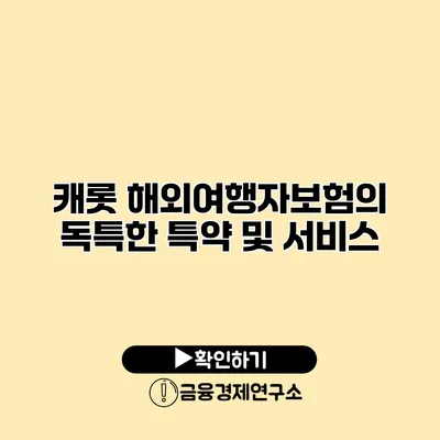 캐롯 해외여행자보험의 독특한 특약 및 서비스