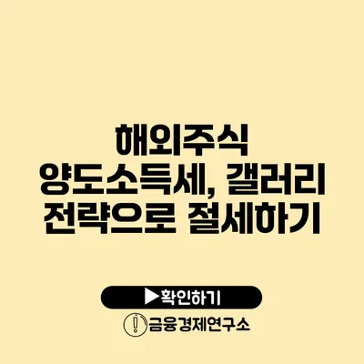 해외주식 양도소득세, 갤러리 전략으로 절세하기