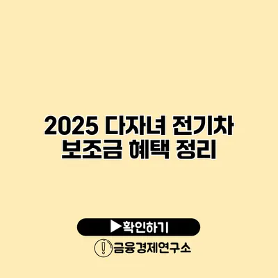 2025 다자녀 전기차 보조금 혜택 정리