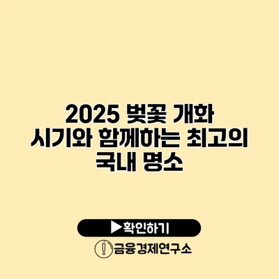 2025 벚꽃 개화 시기와 함께하는 최고의 국내 명소