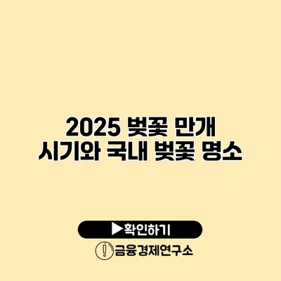 2025 벚꽃 만개 시기와 국내 벚꽃 명소