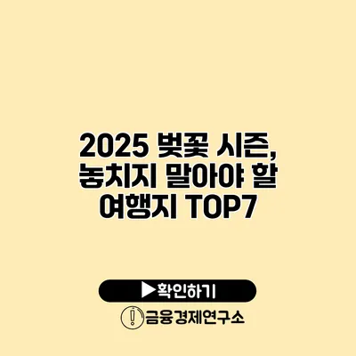 2025 벚꽃 시즌, 놓치지 말아야 할 여행지 TOP7