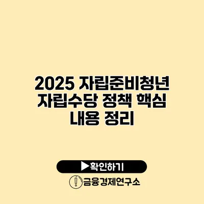 2025 자립준비청년 자립수당 정책 핵심 내용 정리