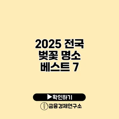 2025 전국 벚꽃 명소 베스트 7