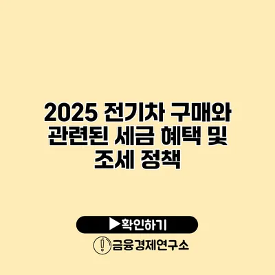 2025 전기차 구매와 관련된 세금 혜택 및 조세 정책
