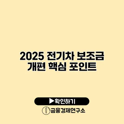 2025 전기차 보조금 개편 핵심 포인트