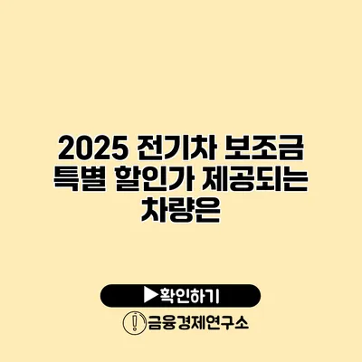 2025 전기차 보조금 특별 할인가 제공되는 차량은?