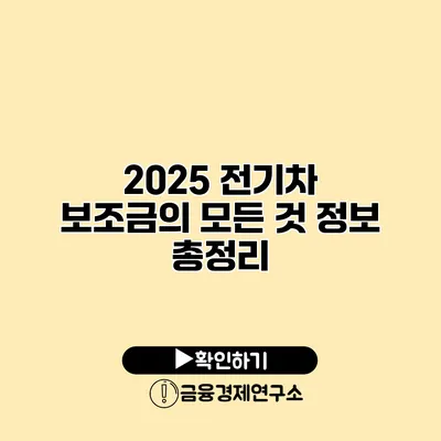 2025 전기차 보조금의 모든 것 정보 총정리