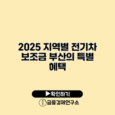 2025 지역별 전기차 보조금 부산의 특별 혜택