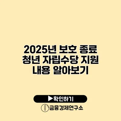 2025년 보호 종료 청년 자립수당 지원 내용 알아보기