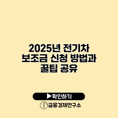 2025년 전기차 보조금 신청 방법과 꿀팁 공유
