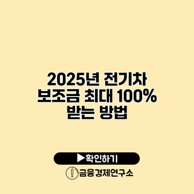 2025년 전기차 보조금 최대 100% 받는 방법