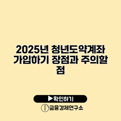 2025년 청년도약계좌 가입하기 장점과 주의할 점