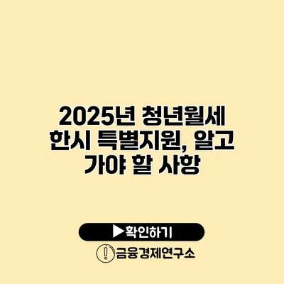 2025년 청년월세 한시 특별지원, 알고 가야 할 사항