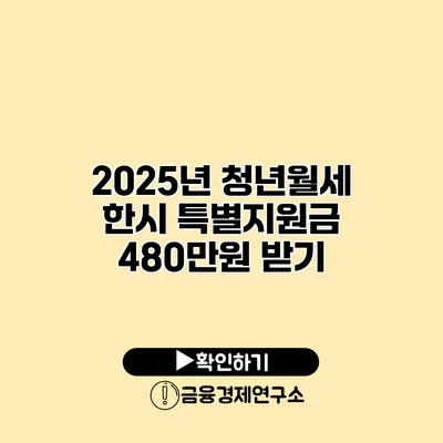 2025년 청년월세 한시 특별지원금 480만원 받기