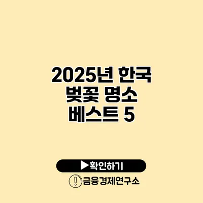 2025년 한국 벚꽃 명소 베스트 5