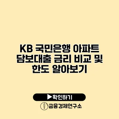 KB 국민은행 아파트 담보대출 금리 비교 및 한도 알아보기