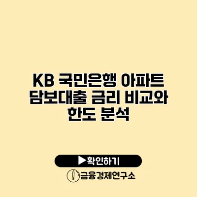 KB 국민은행 아파트 담보대출 금리 비교와 한도 분석