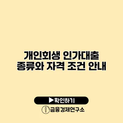 개인회생 인가대출 종류와 자격 조건 안내