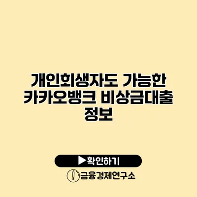 개인회생자도 가능한 카카오뱅크 비상금대출 정보