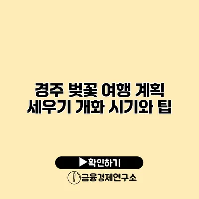 경주 벚꽃 여행 계획 세우기 개화 시기와 팁
