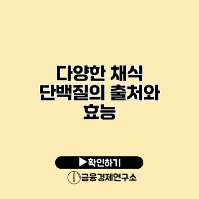 다양한 채식 단백질의 출처와 효능