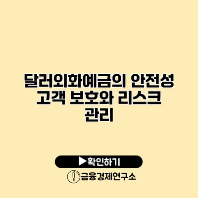 달러외화예금의 안전성 고객 보호와 리스크 관리