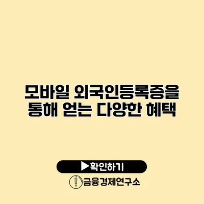 모바일 외국인등록증을 통해 얻는 다양한 혜택