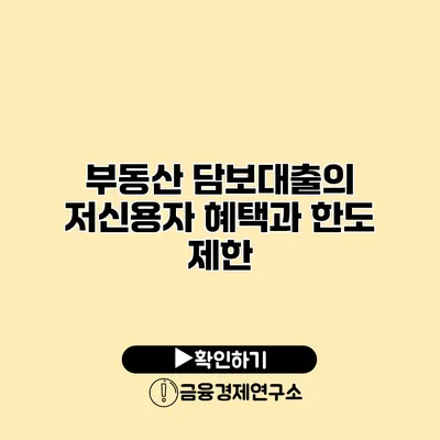 부동산 담보대출의 저신용자 혜택과 한도 제한