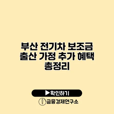 부산 전기차 보조금 출산 가정 추가 혜택 총정리