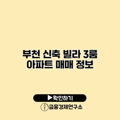 부천 신축 빌라 3룸 아파트 매매 정보